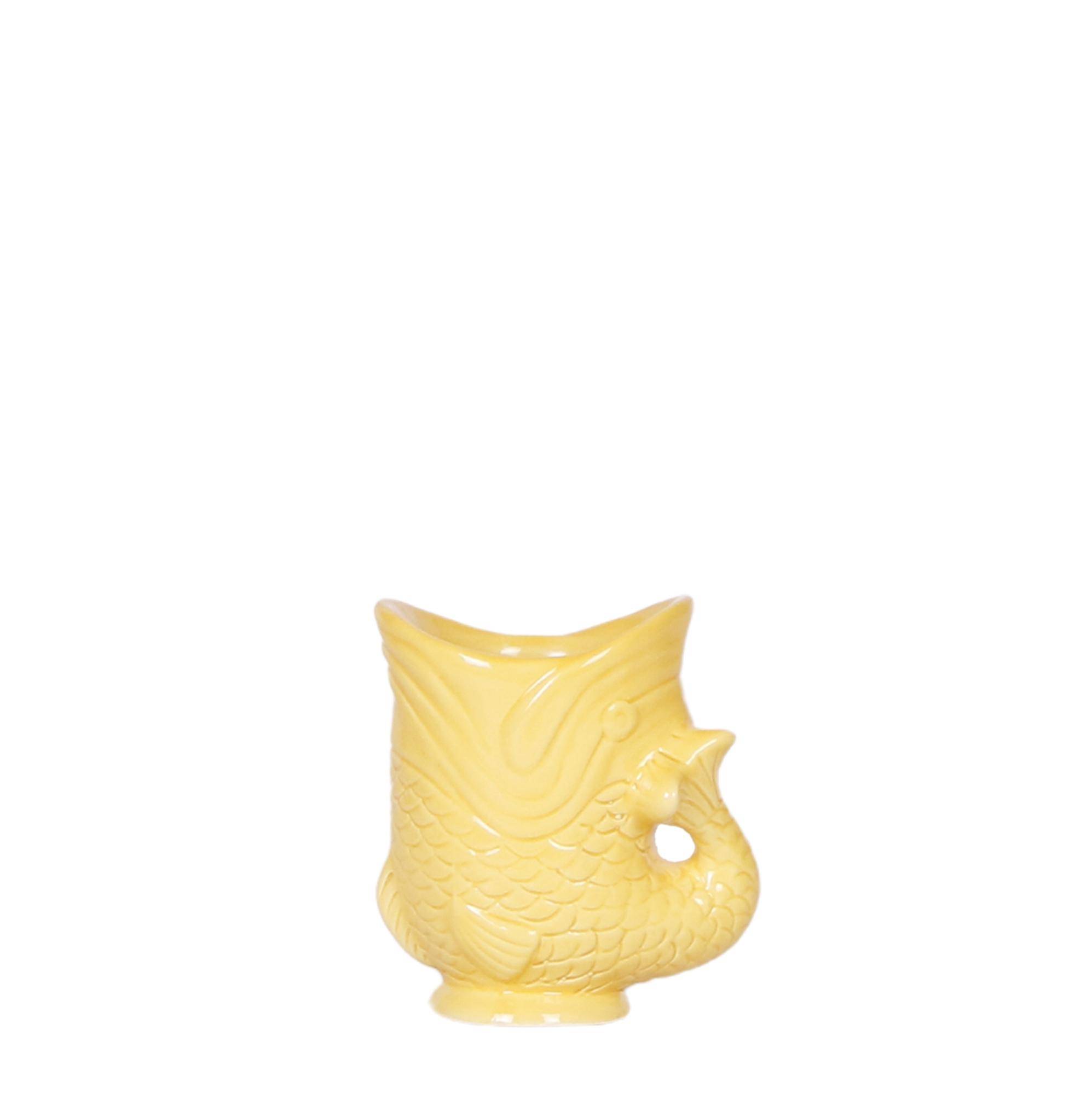 Cache-pot céramique forme poisson - touche ludique et marine - Pot de 6cm - jaune - Image 1