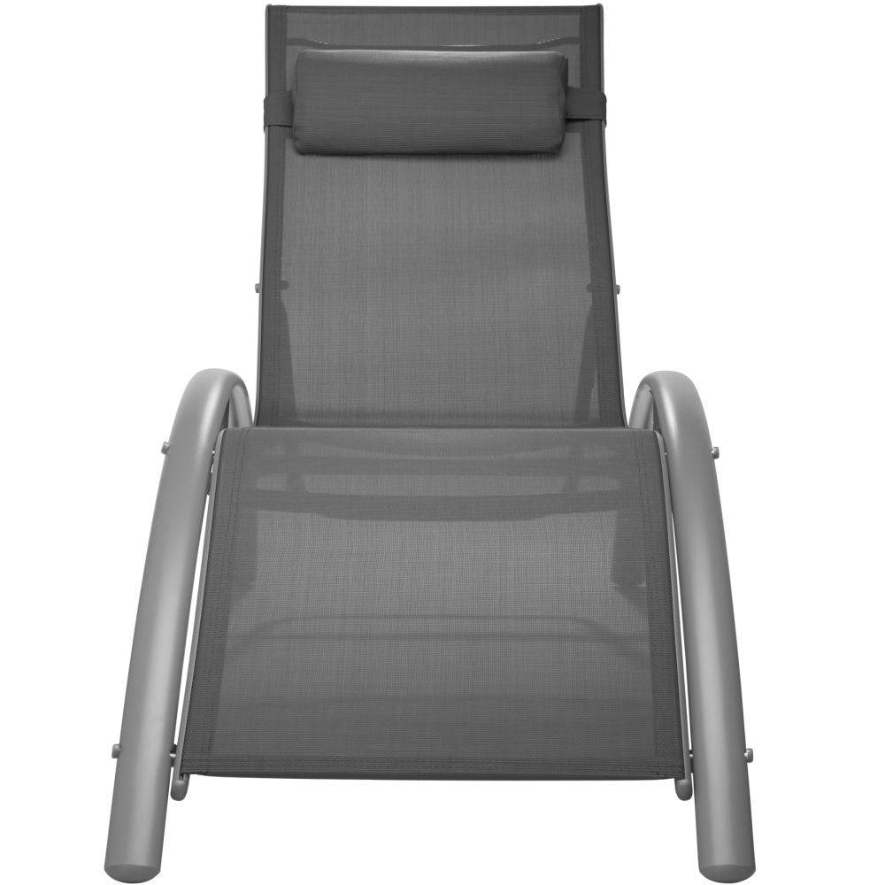 Helloshop26 - Lot de 2 transats bain de soleil avec coussin de tête gris - Imagen 4