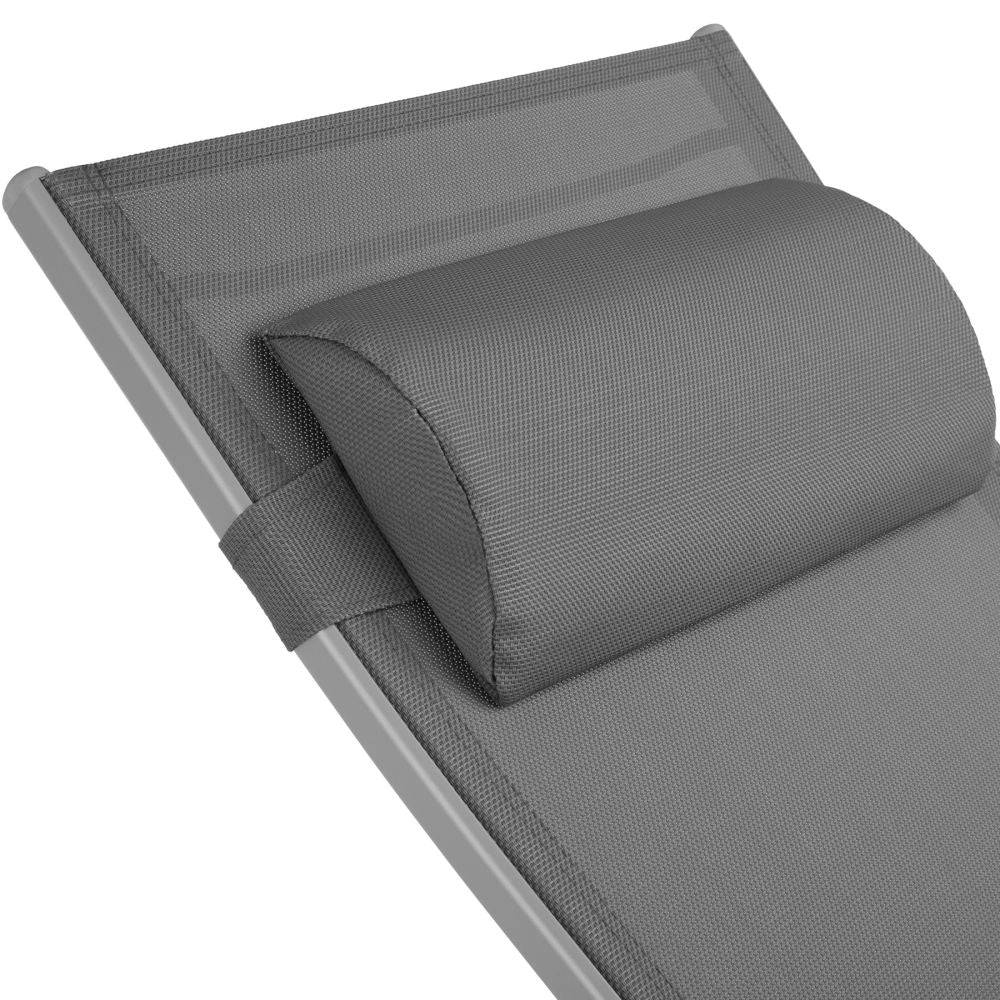 Helloshop26 - Lot de 2 transats bain de soleil avec coussin de tête gris - Imagen 3