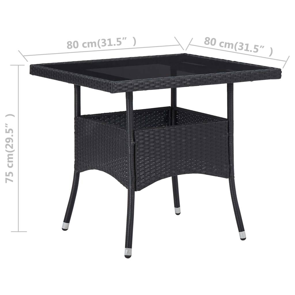 Vidaxl - Table à dîner d'extérieur Noir Résine tressée et verre vidaXL 46177 - Imagen 3