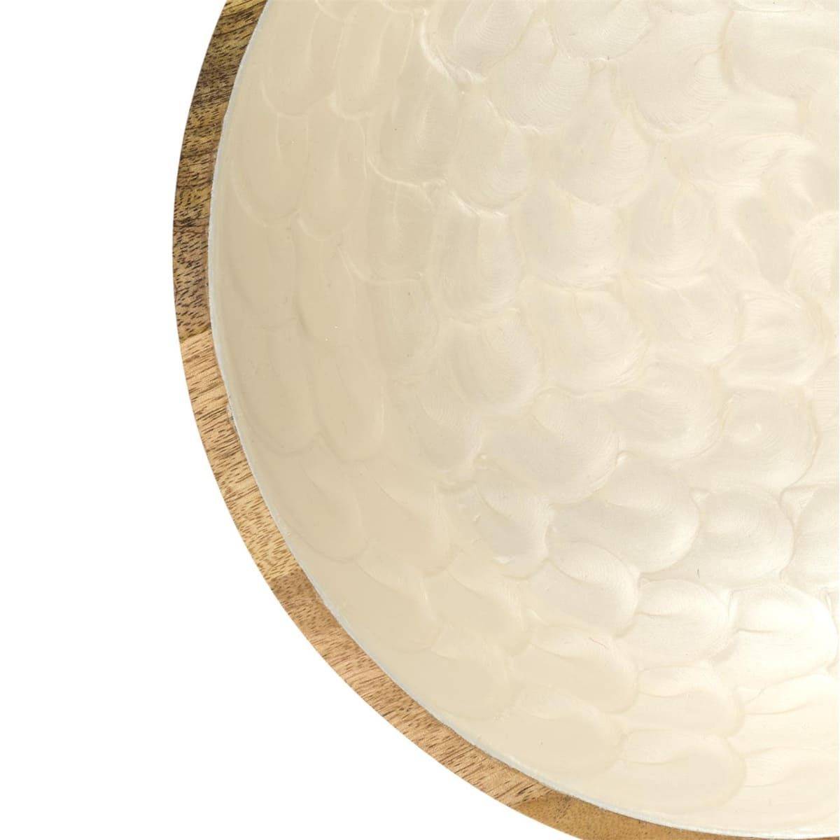 Saladier en bois de manguier avec intérieur texturé nid d'abeille beige (Ø33 cm) - - Image 3