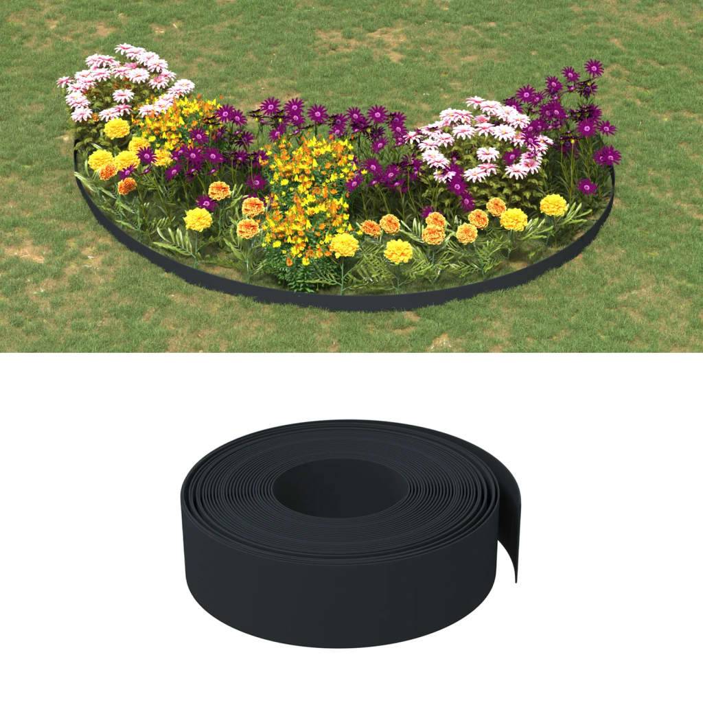 Bordure de pelouse polyéthylène pour jardin aménagement paysager flexible 10mx15cm noir - ComfortXL Outdoor Living - Image 1