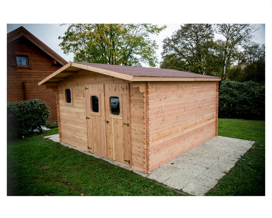 Habrita - Abri DOMMAR Douglas madriers 28 mm - 23,14 m² - sans plancher - toit double pente Habrita - Image 3