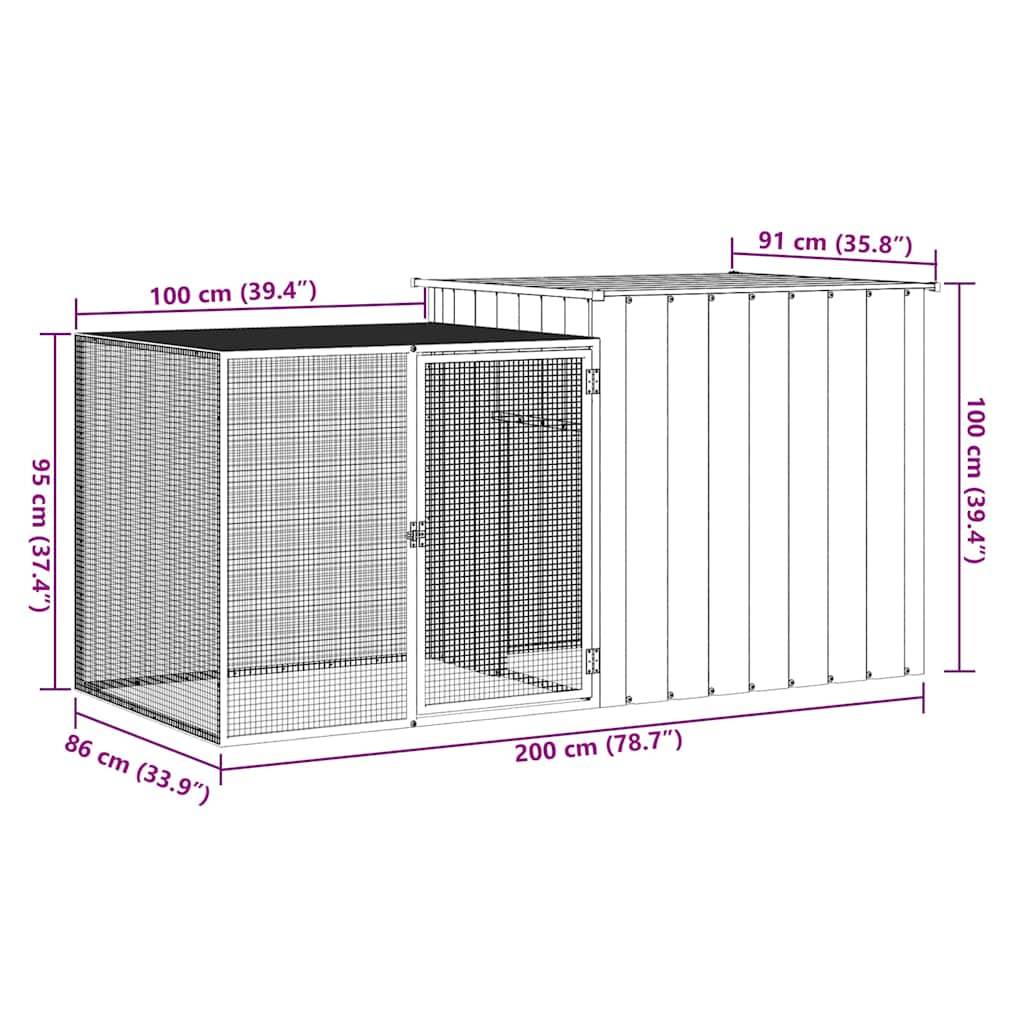 Vidaxl - Clapier Anthracite 200x91x100 cm Acier galvanisé vidaXL 3155527 - Imagen 3