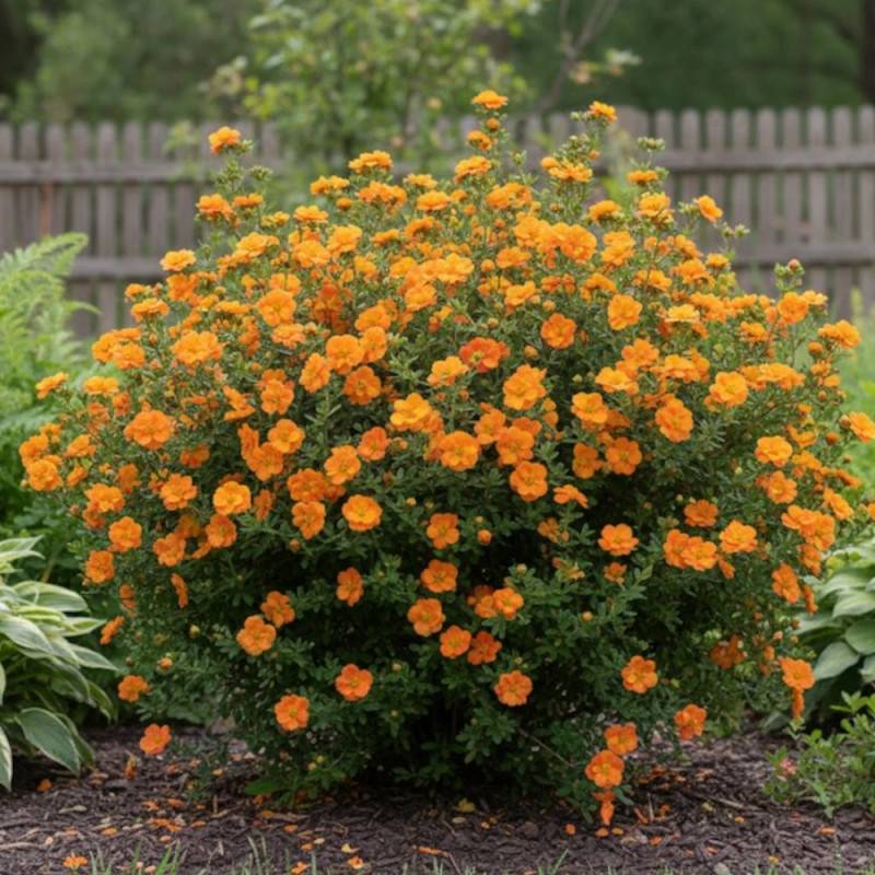 Potentille arbustive Double Punch® Tango 'MINORA07', Potentilla à fleurs Orange - feuillage Caduc - Godet - 5/20 cm-  hauteur à maturité De 0,50 m à 1 - Image 3