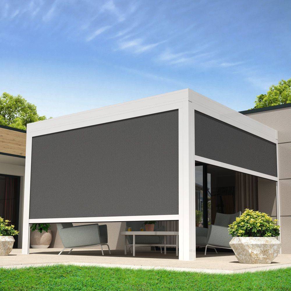 Intersun - Coffre à coulisses pour pergola LOLITE 2,50x2,50 M (Motorisé à Télécommande - Blanc - Gris Graphite) - INTERSUN - Imagen 2