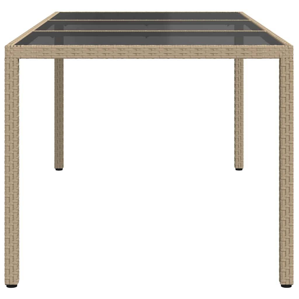 ComfortXL - Grande Table de Jardin Rectangulaire 190x90cm Beige en Résine Tressée et Plateau Verre Trempé – ComfortXL Outdoor Living - Image 4