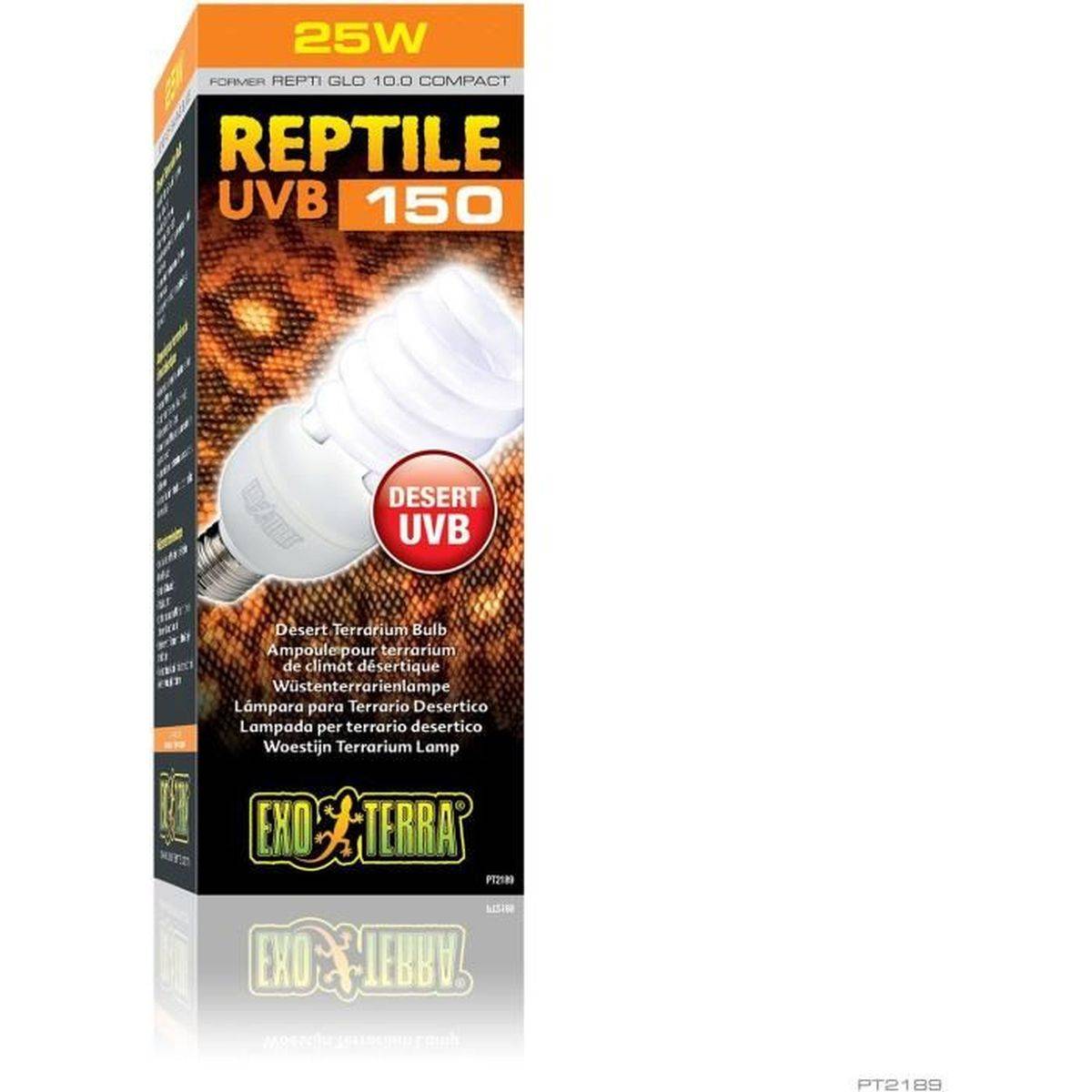 Lampe UVB compacte ReptiGlo UVB150 25 W E27 (10,0) pour terrariums désertiques - EXO Terra - Image 1