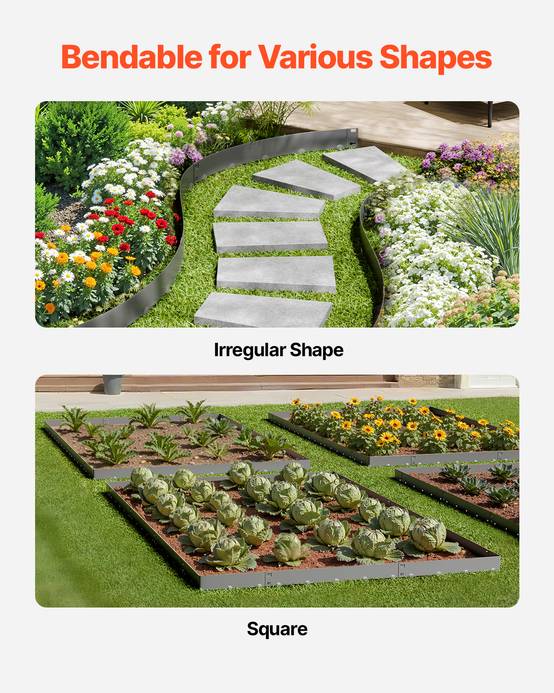 Vevor - VEVOR Bordure jardin acier lot 5, 990x181mm, résistant, gris foncé. - Image 4