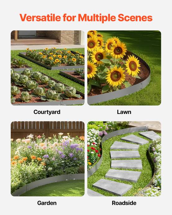 Vevor - VEVOR Bordure jardin acier lot 5, 990x181mm, résistant, gris foncé. - Image 6