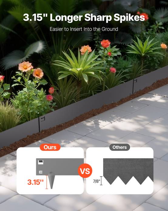 Vevor - VEVOR Bordure jardin acier lot 5, 990x181mm, résistant, gris foncé. - Image 2