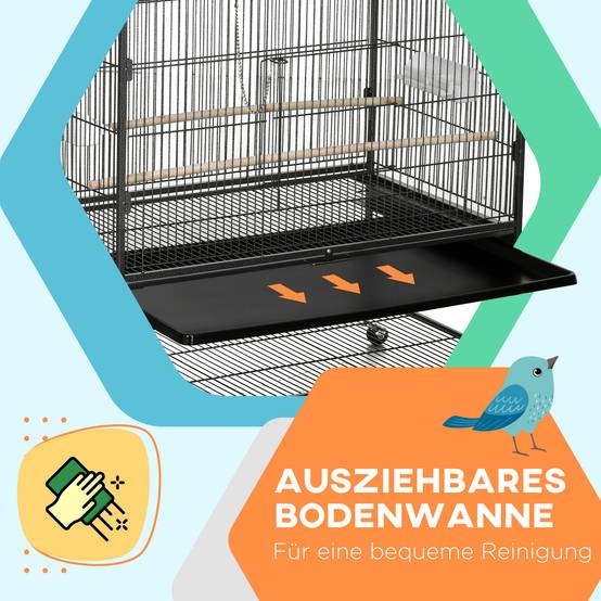 Cage à oiseaux acier gris 94 x 57 x 153 cm - PANGIVO - Image 7