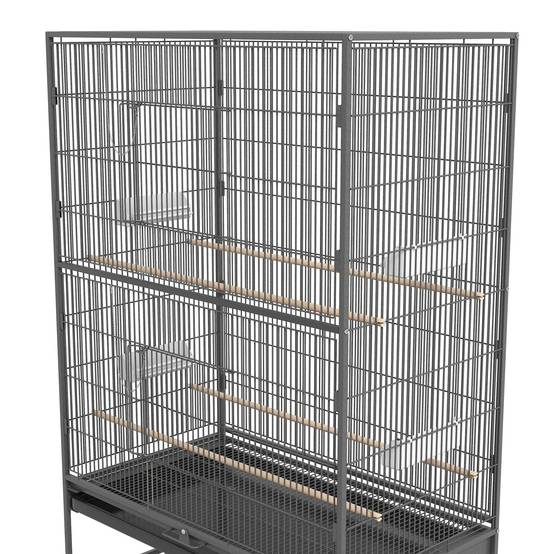 Cage à oiseaux acier gris 94 x 57 x 153 cm - PANGIVO - Image 9