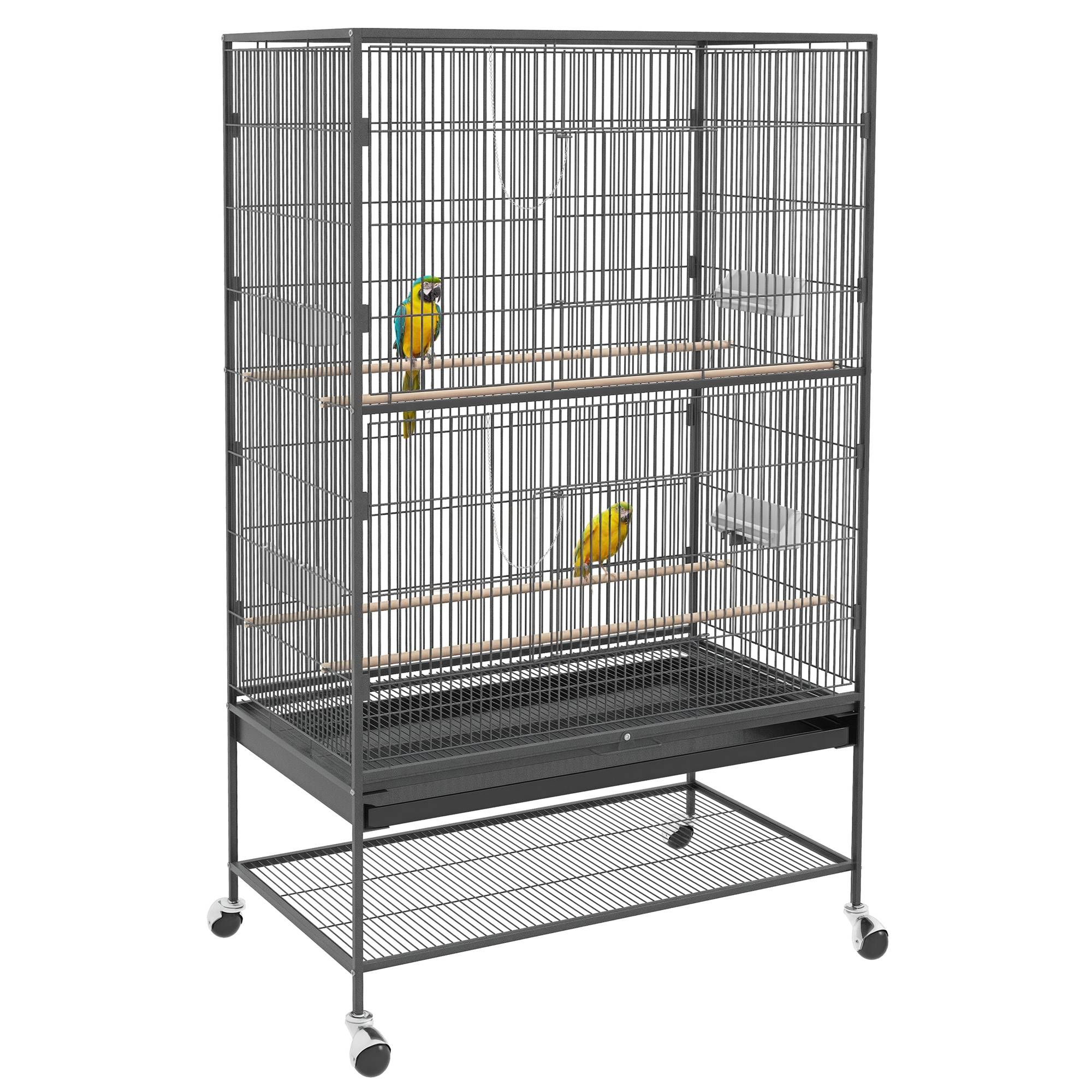 Cage à oiseaux acier gris 94 x 57 x 153 cm - PANGIVO - Image 1