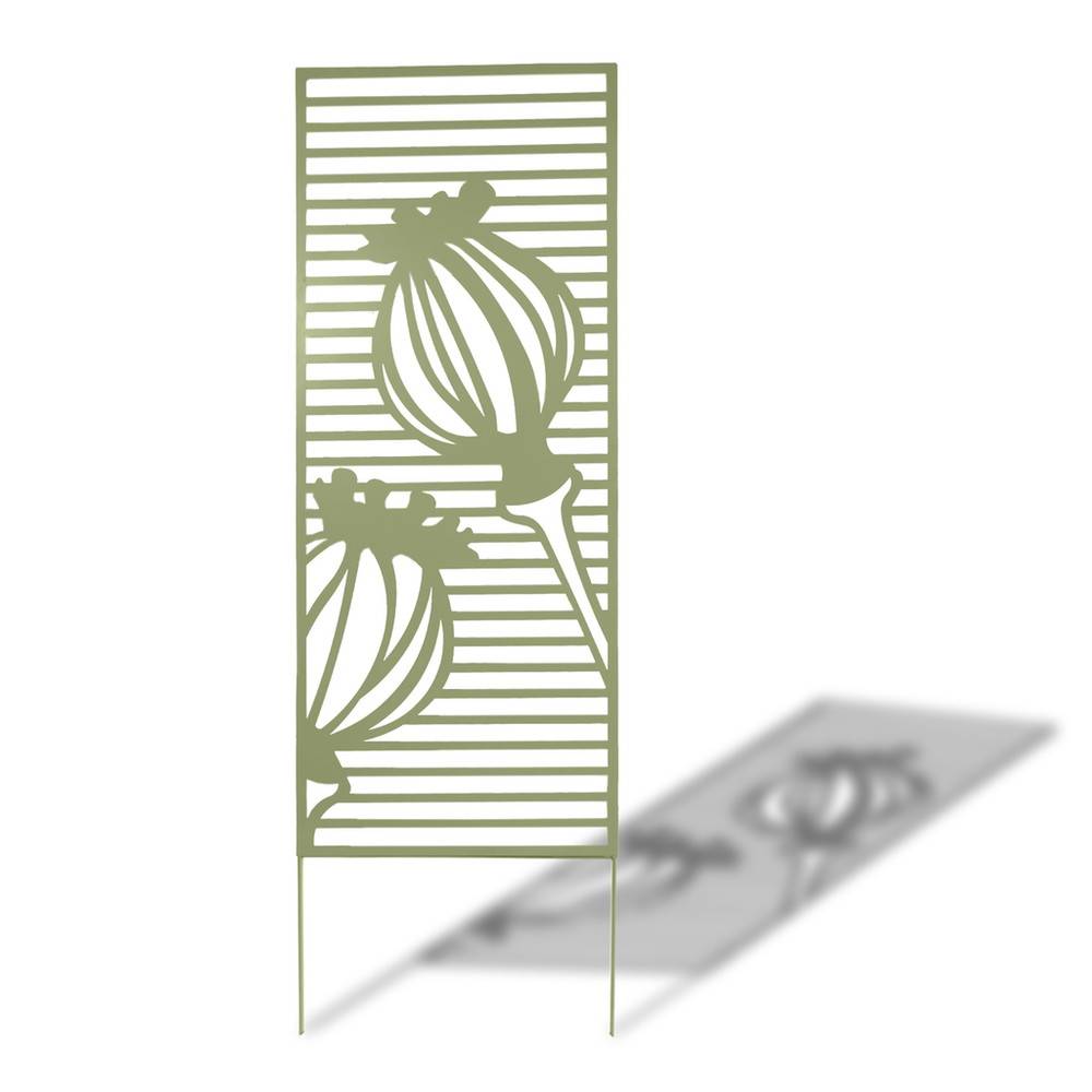 Nortène - Panneau en métal Deco Panel vert olive - 0,60 x 1,50 m - pose murale ou sur sol meuble Nortene