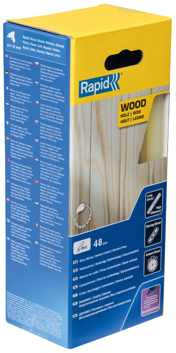 Bâtons de colle Bois et Dérives 190 mm x 48 Sticks - Boite - RAPID-ISABERG - 5001421 - Imagen 1