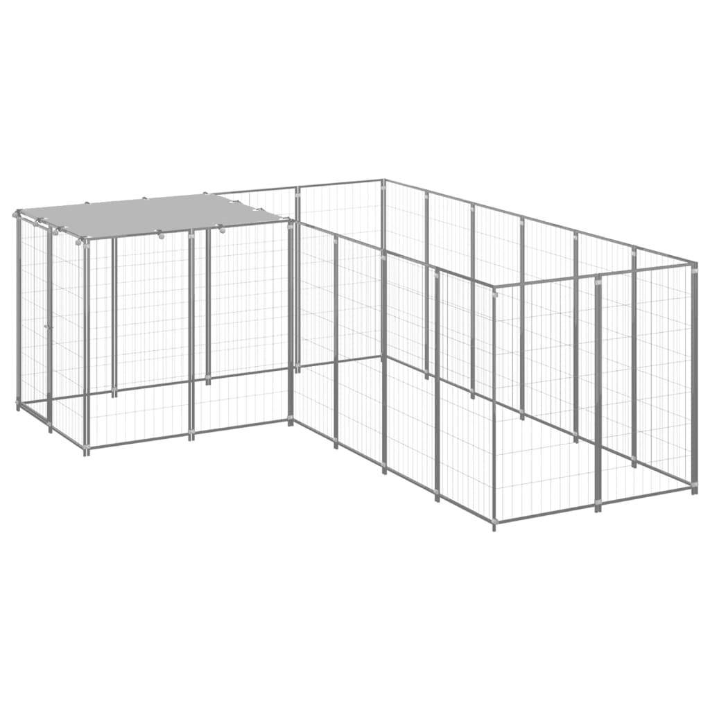 Helloshop26 - Chenil extérieur cage enclos parc animaux chien argenté 4,84 m² acier - Imagen 1