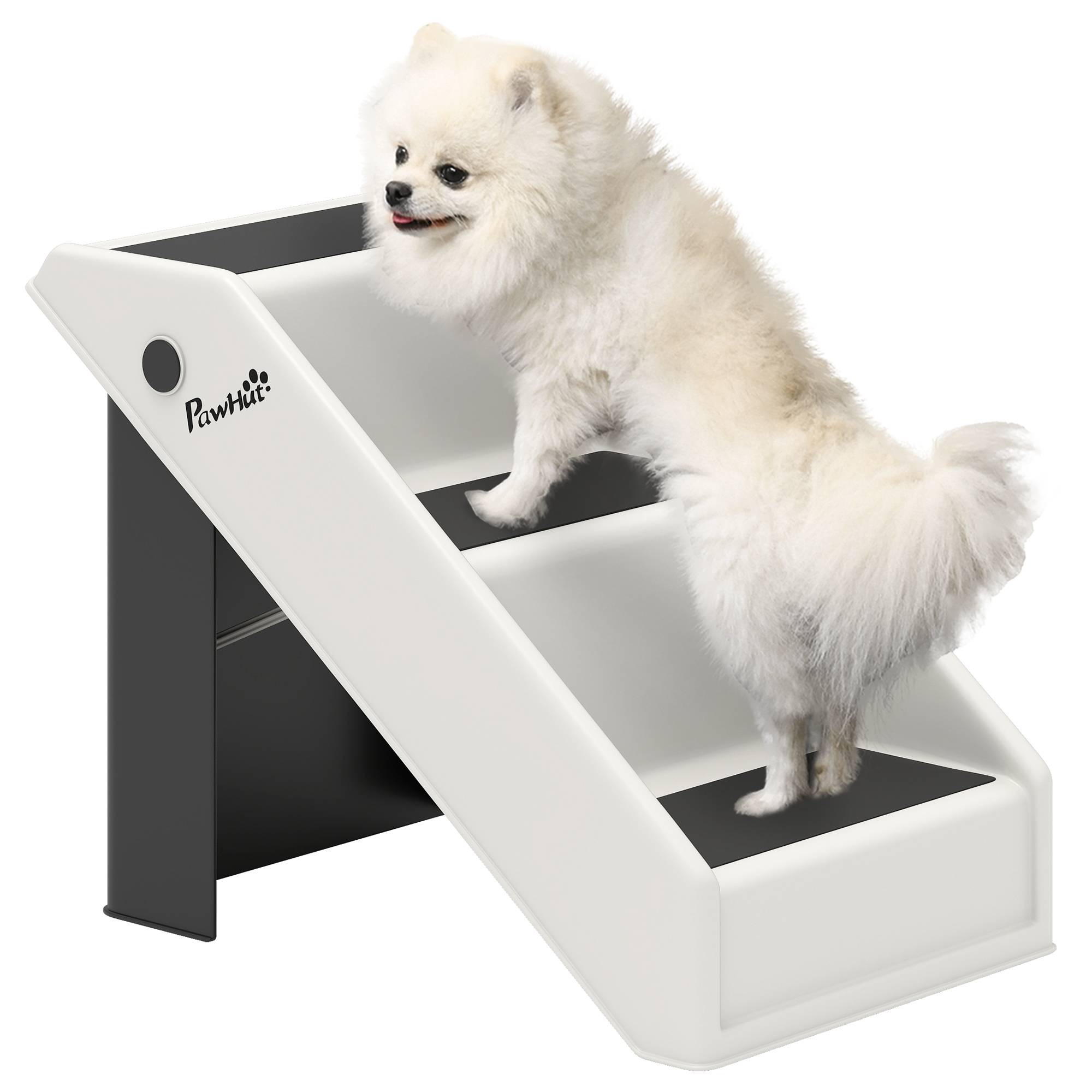 Escalier chien 3 marches 36,5 cm haut, petits chiens, pliable, lit, canapé, voiture, blanc crème - Image 1