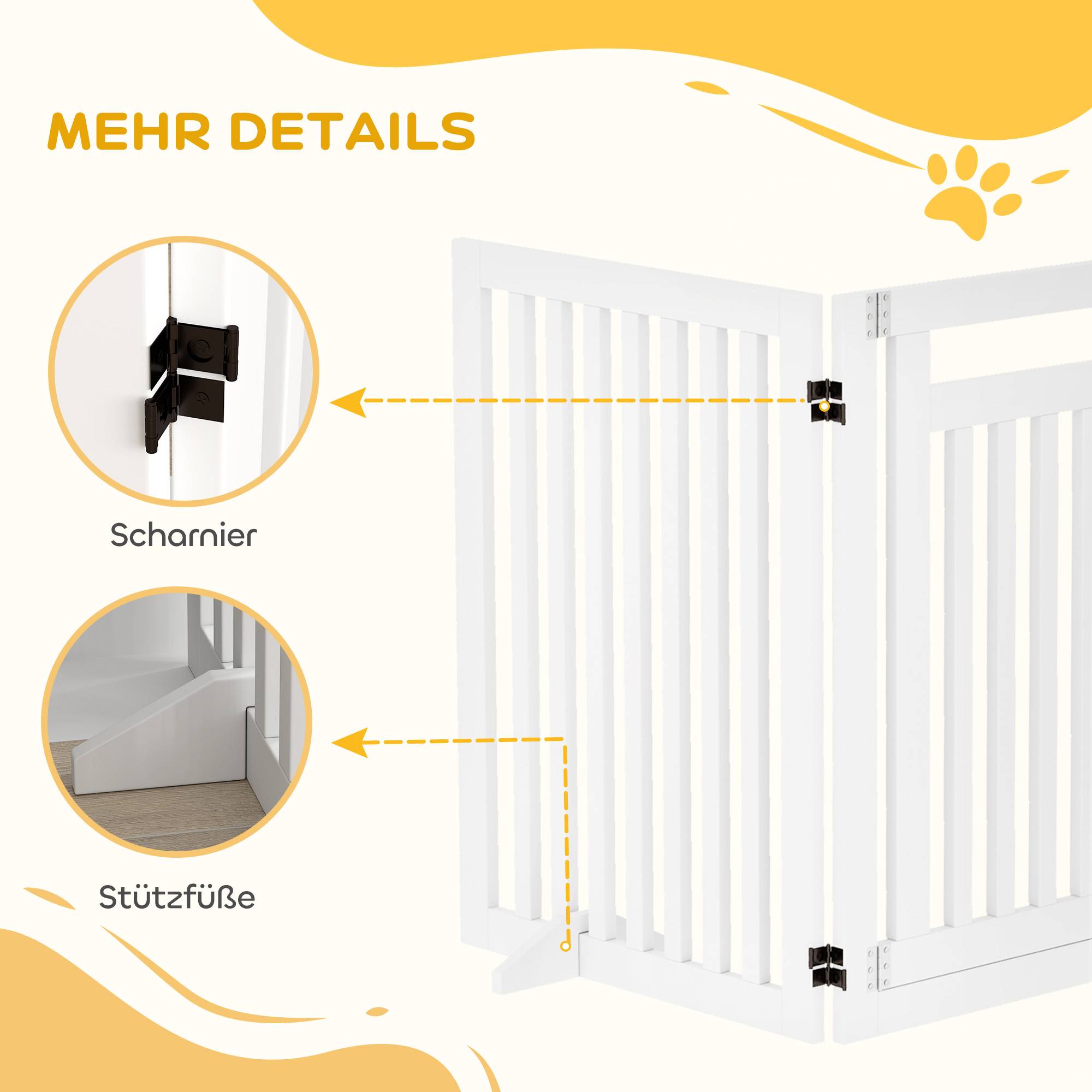Sans Marque - Barrière de sécurité, 4 parties pliantes, blanc - Image 9