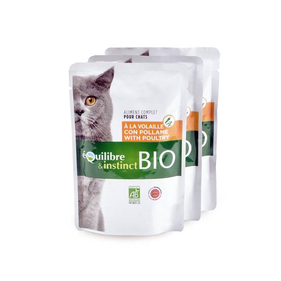 Equilibre & Instinct - Emincés Bio à la Volaille pour Chat - Image 1