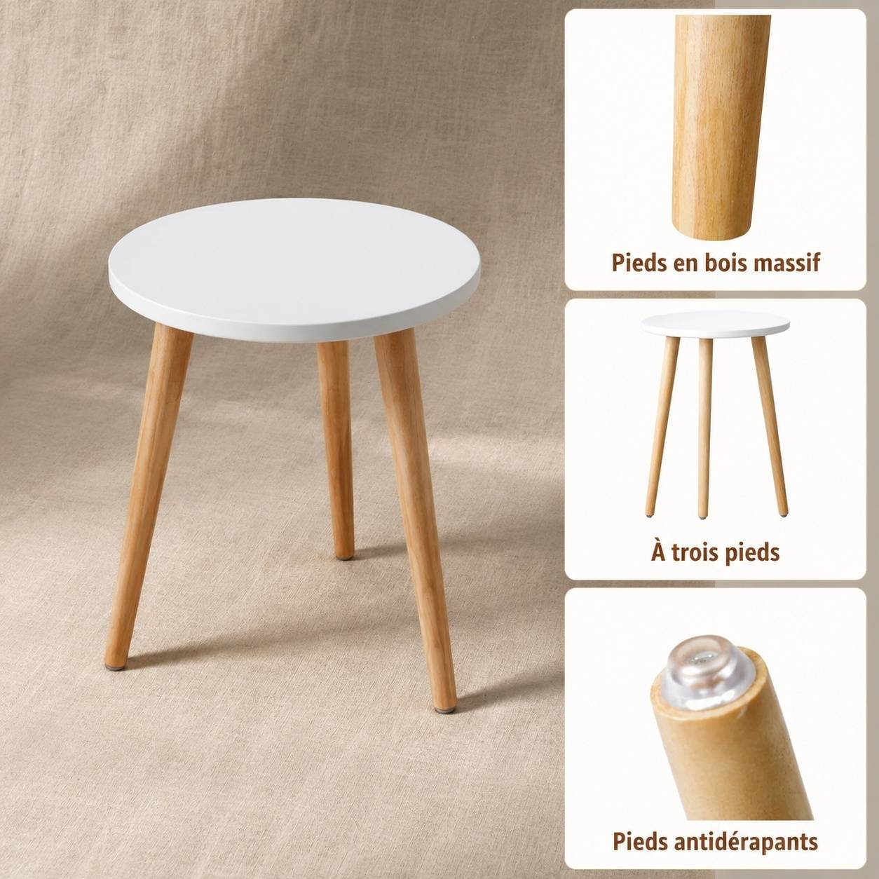 Support de Plante Bois Rond Table de Chevet Moderne pour Salon Balcon Jardin - Image 3