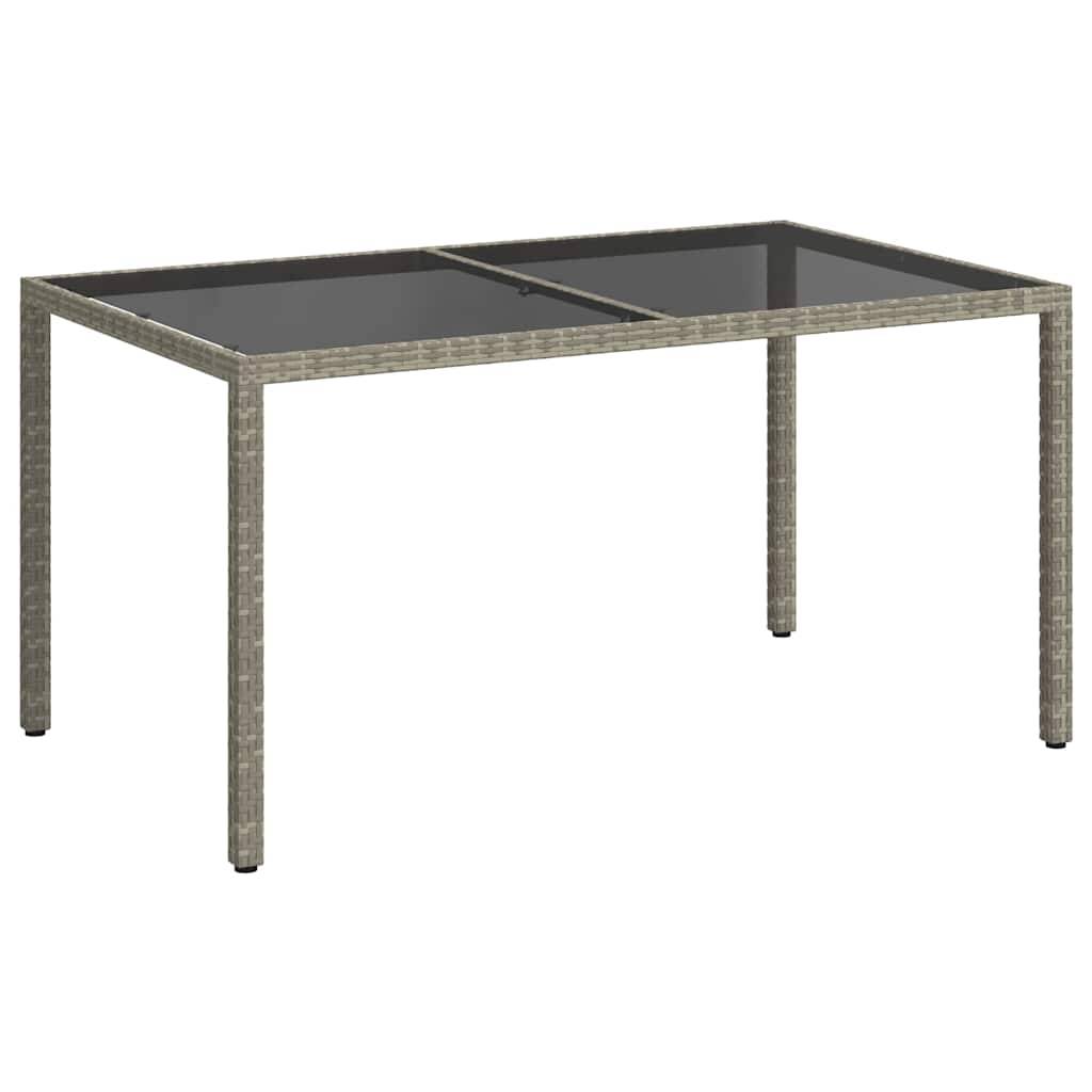 PANGIVO - Table de jardin verre trempé et poly rotin gris 150 x 90 x 75 cm, Poid :28.4kg - PANGIVO - Image 2