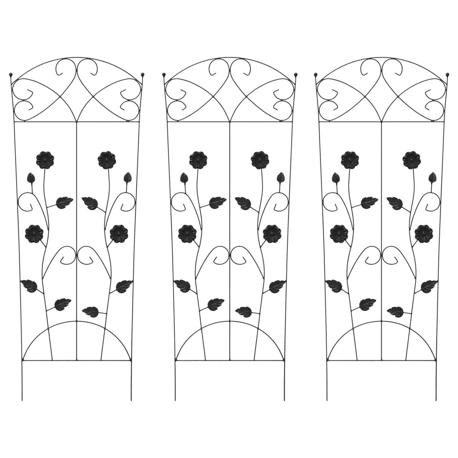 Clôture Décorative Acier Noir Lot de 3 Treillis pour Jardin et Terrasse 112x40cm - ComfortXL Outdoor Living - Image 2