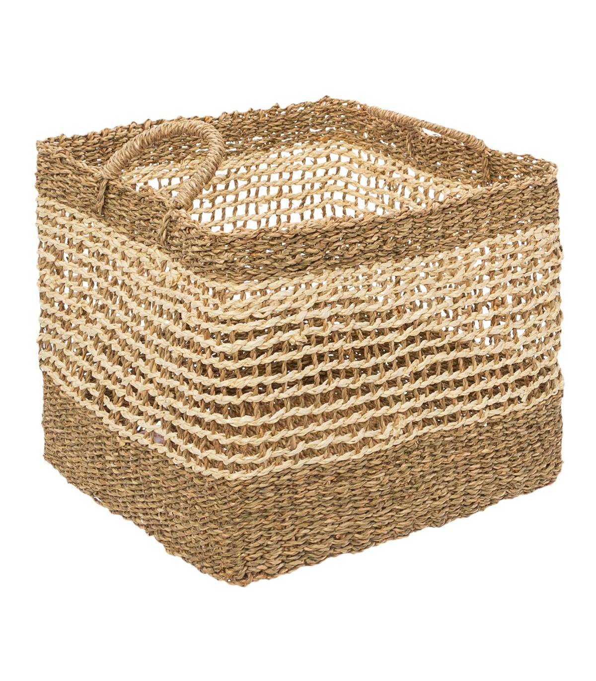 Set de 3 Paniers de rangement carré en Osier tressé et ajouré - Imagen 2