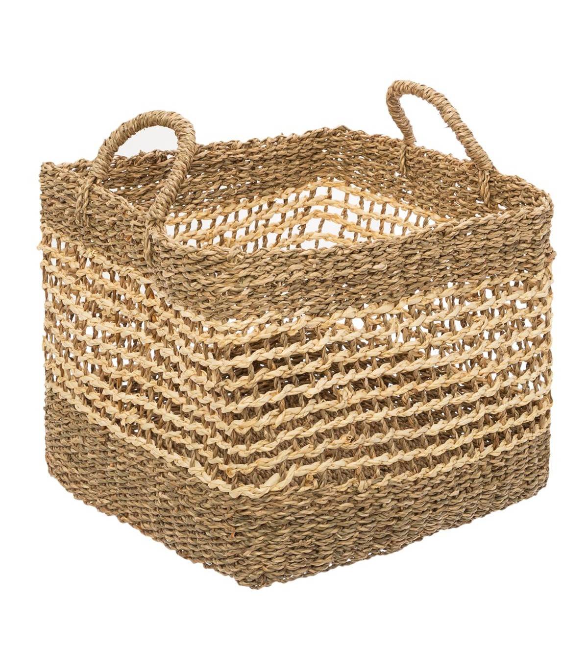 Set de 3 Paniers de rangement carré en Osier tressé et ajouré - Imagen 3