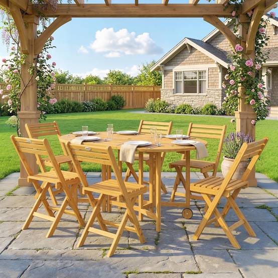 Salon de jardin bois d'acacia naturel 150 x 90 x 74 cm - PANGIVO - Image 10