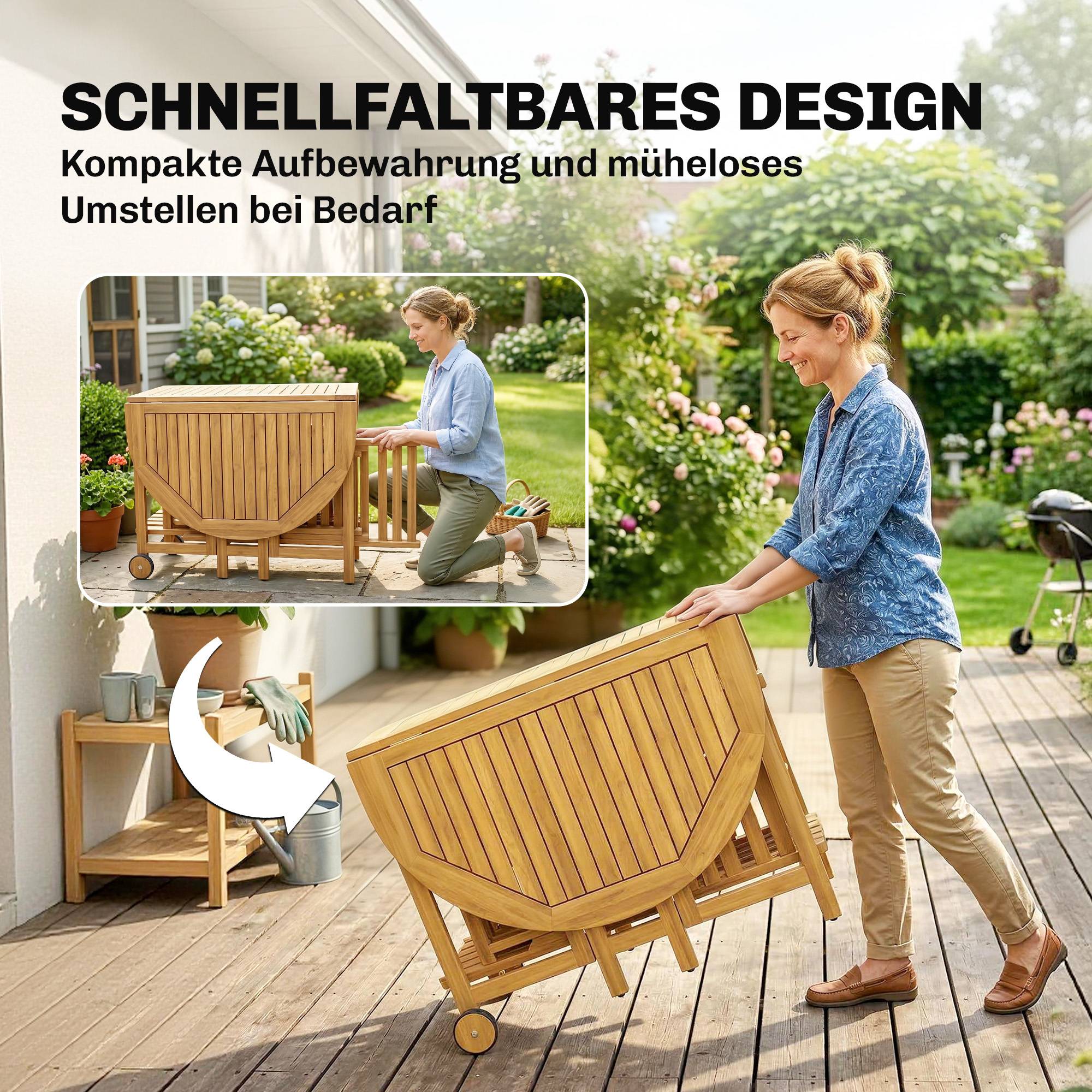 Salon de jardin bois d'acacia naturel 150 x 90 x 74 cm - PANGIVO - Image 7