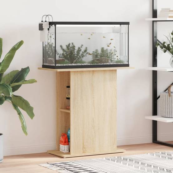 Support Aquarium Bois Ingénierie avec Étagères de Rangement Chêne Sonoma - ComfortXL Outdoor Living - Image 1