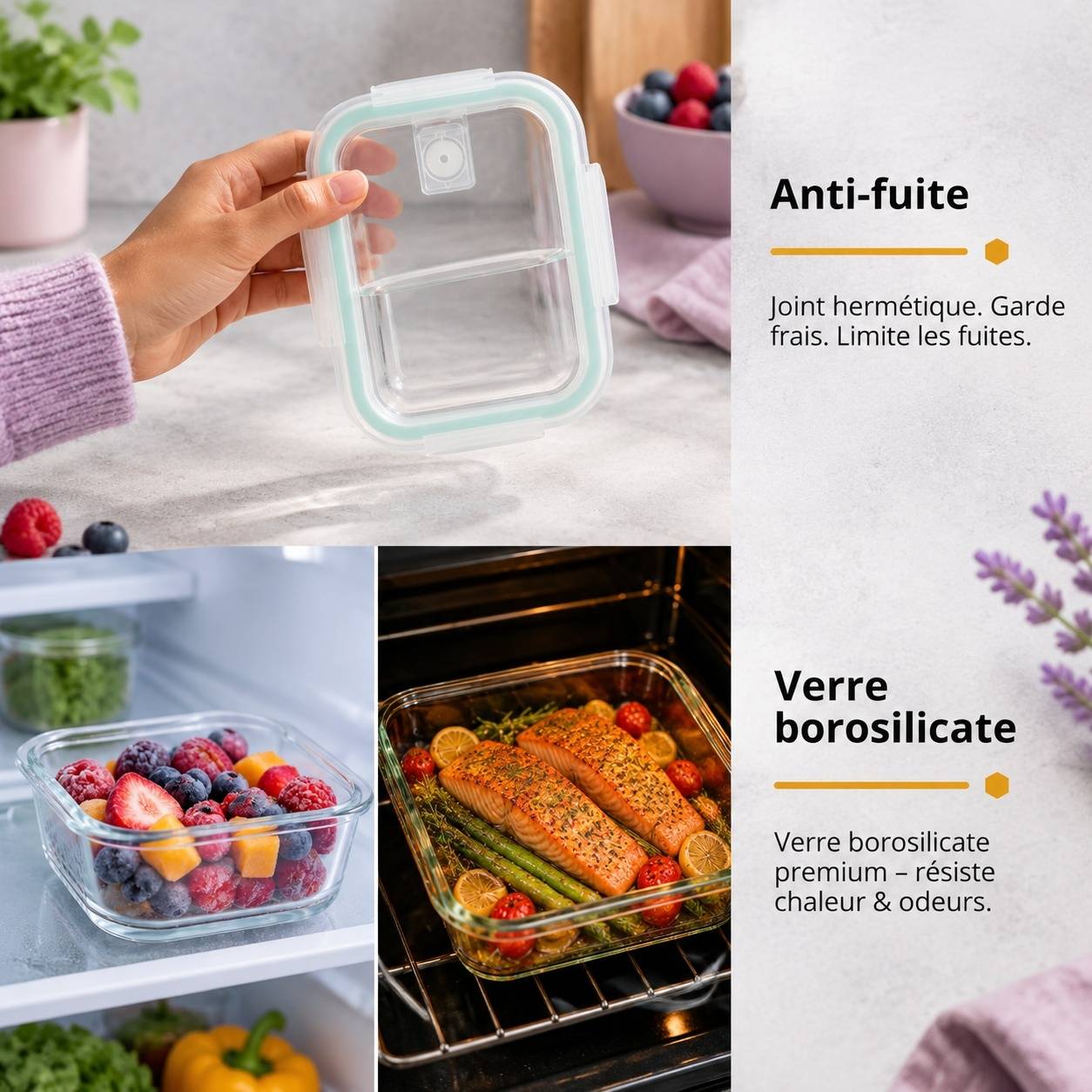 Boite Conservation Alimentaire Verre Hermetique Lot De 8 - Image 5