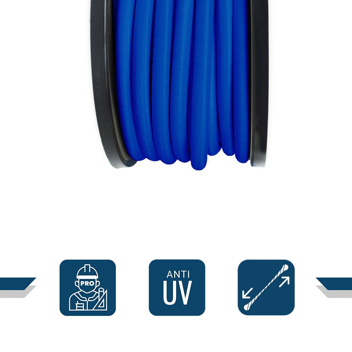 Sandow élastique Bleu 25 mètres 9SW - Qualité PRO - Tendeur pour bâche de diamètre 9 mm TECPLAST - Imagen 3