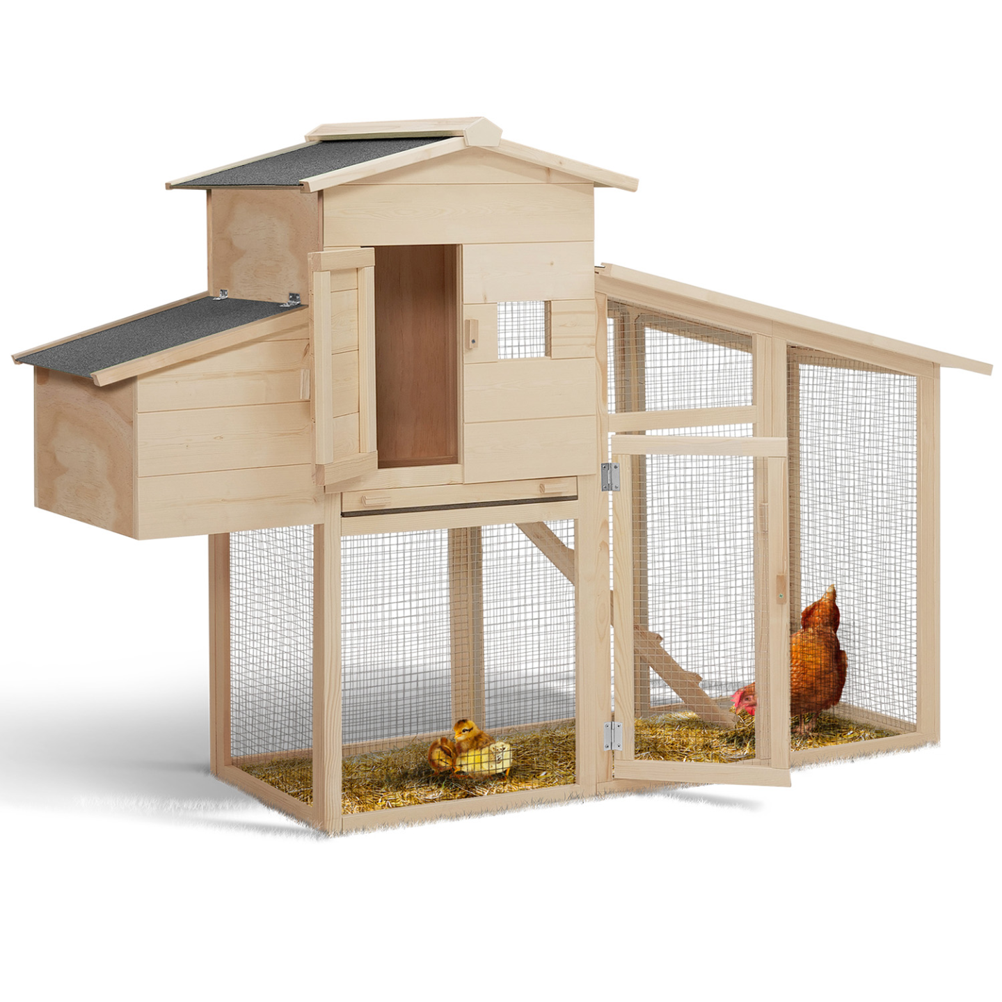 Poulailler bois Comfort avec pondoir, toit bitumé étanche et perchoir intérieur – ID Market - Image 2
