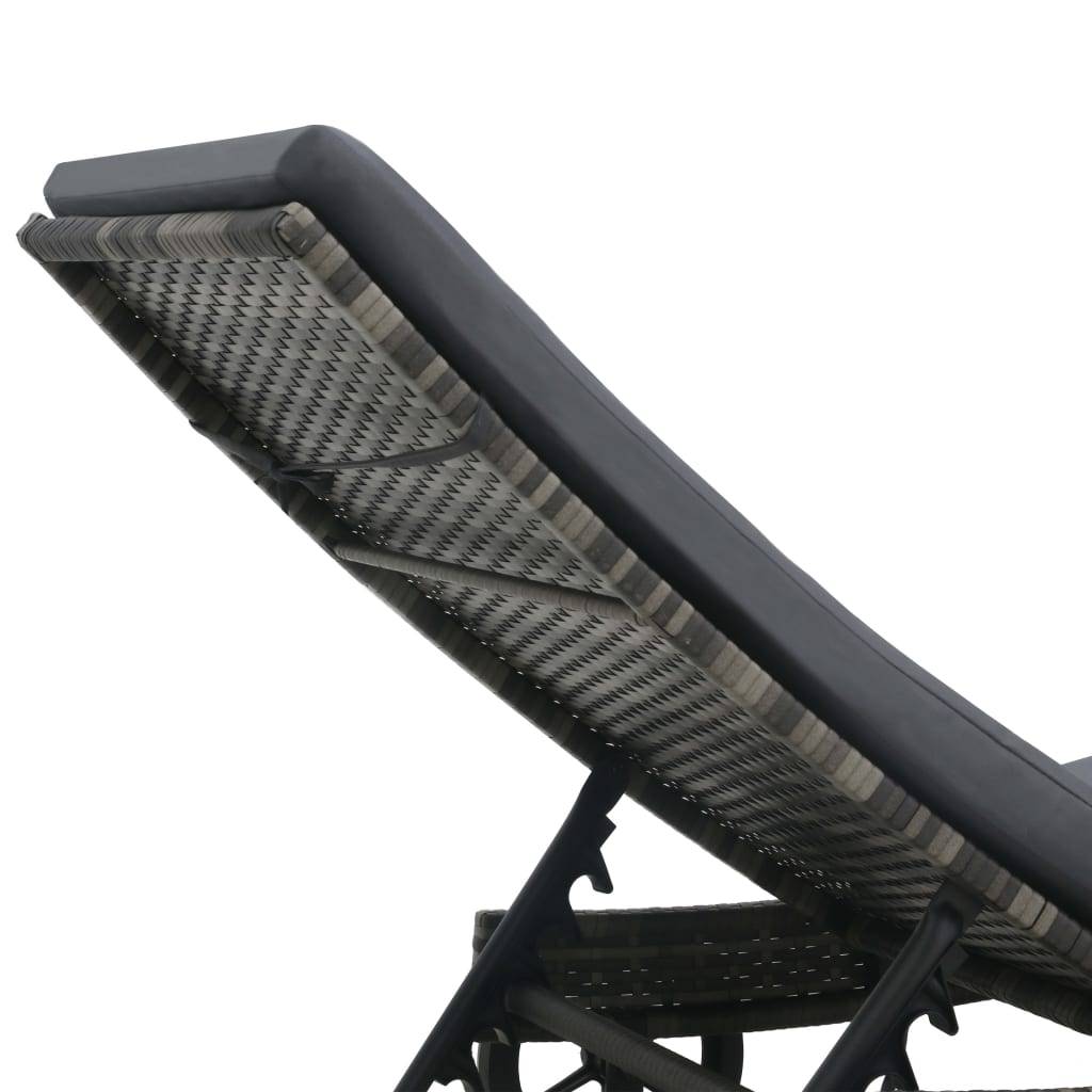 Helloshop26 - Transat chaise longue bain de soleil lit de jardin terrasse meuble d'extérieur avec roues et coussin résine tressée anthracite - Imagen 5