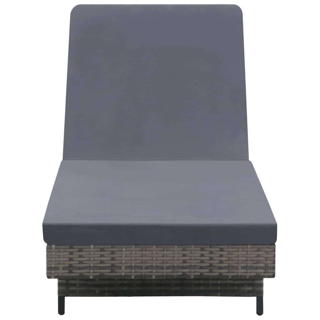 Helloshop26 - Transat chaise longue bain de soleil lit de jardin terrasse meuble d'extérieur avec roues et coussin résine tressée anthracite - Imagen 4