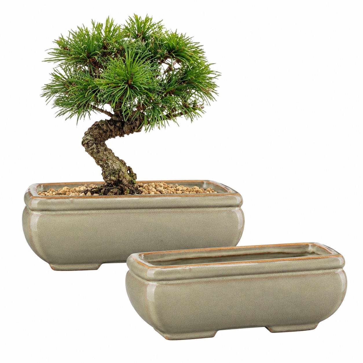 Lot de 2 Pots Céramique Plantes Intérieures/Extérieures Avec Trous Drainage Décoration Rétro - Image 1