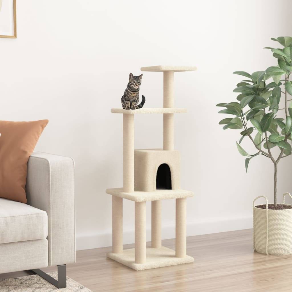 Vidaxl - Arbre à chat avec griffoirs en sisal Crème 105 cm vidaXL 171466 - Imagen 6