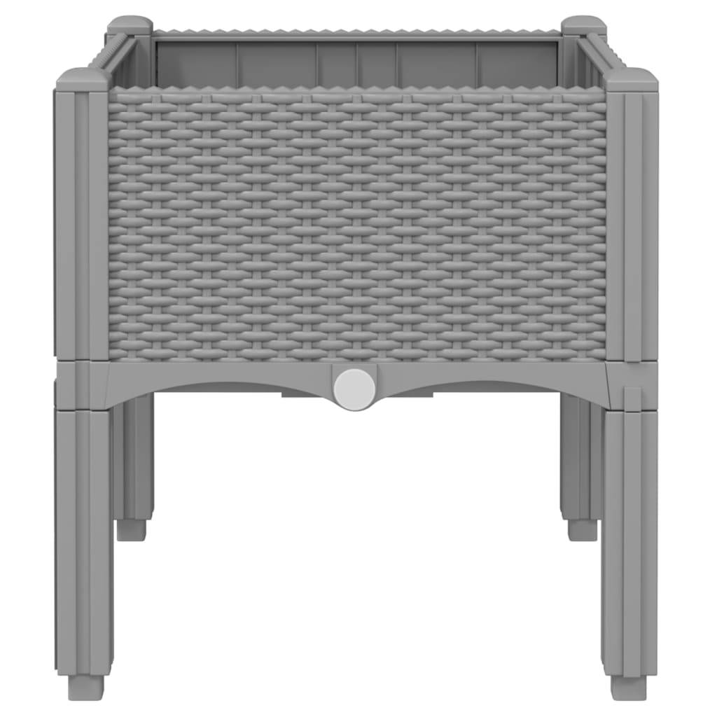 Helloshop26 - Jardinière bac lit surélevé plantes fleurs terrasse jardin avec pieds clair 40 x 40 x 42 cm PP gris - Image 3