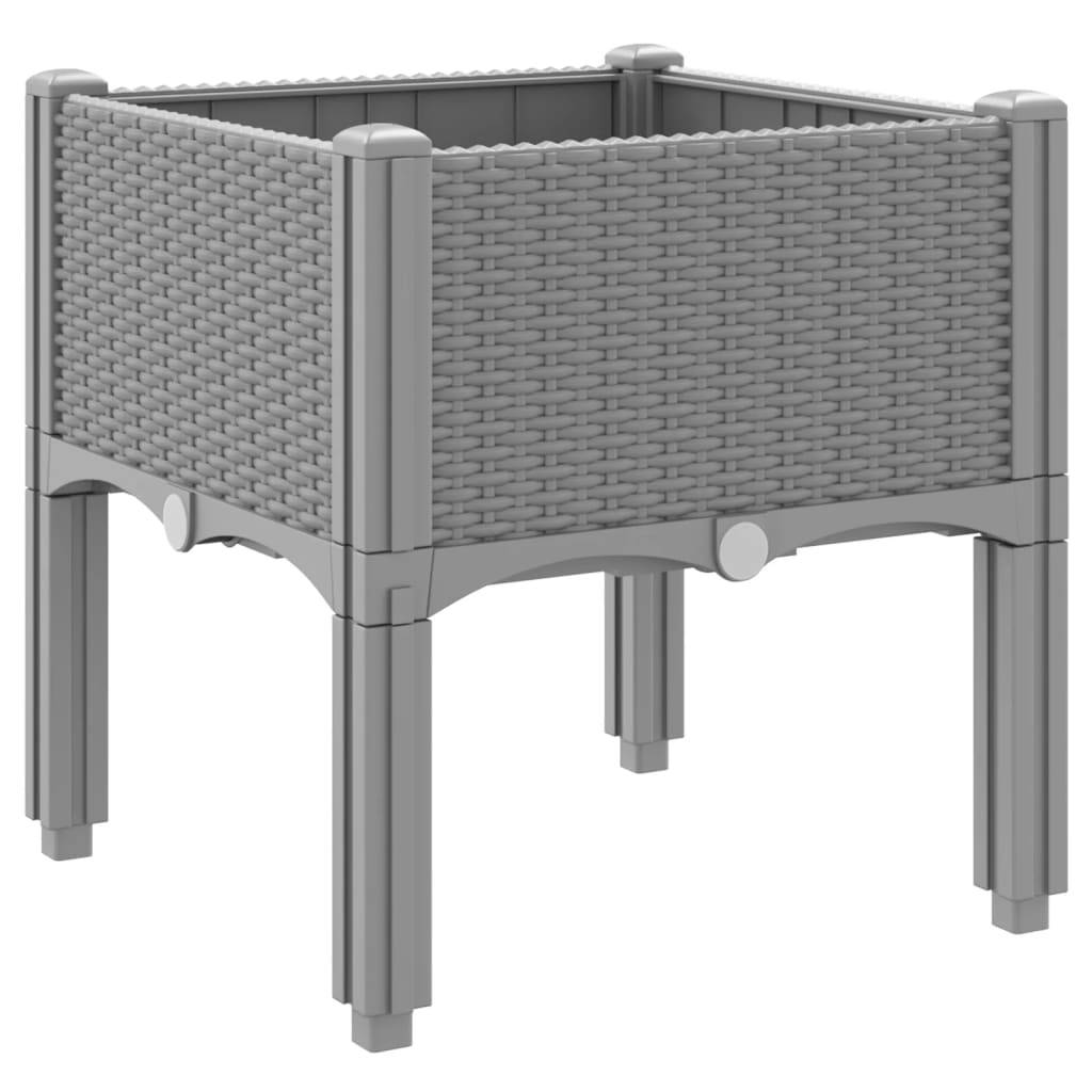 Helloshop26 - Jardinière bac lit surélevé plantes fleurs terrasse jardin avec pieds clair 40 x 40 x 42 cm PP gris - Image 4