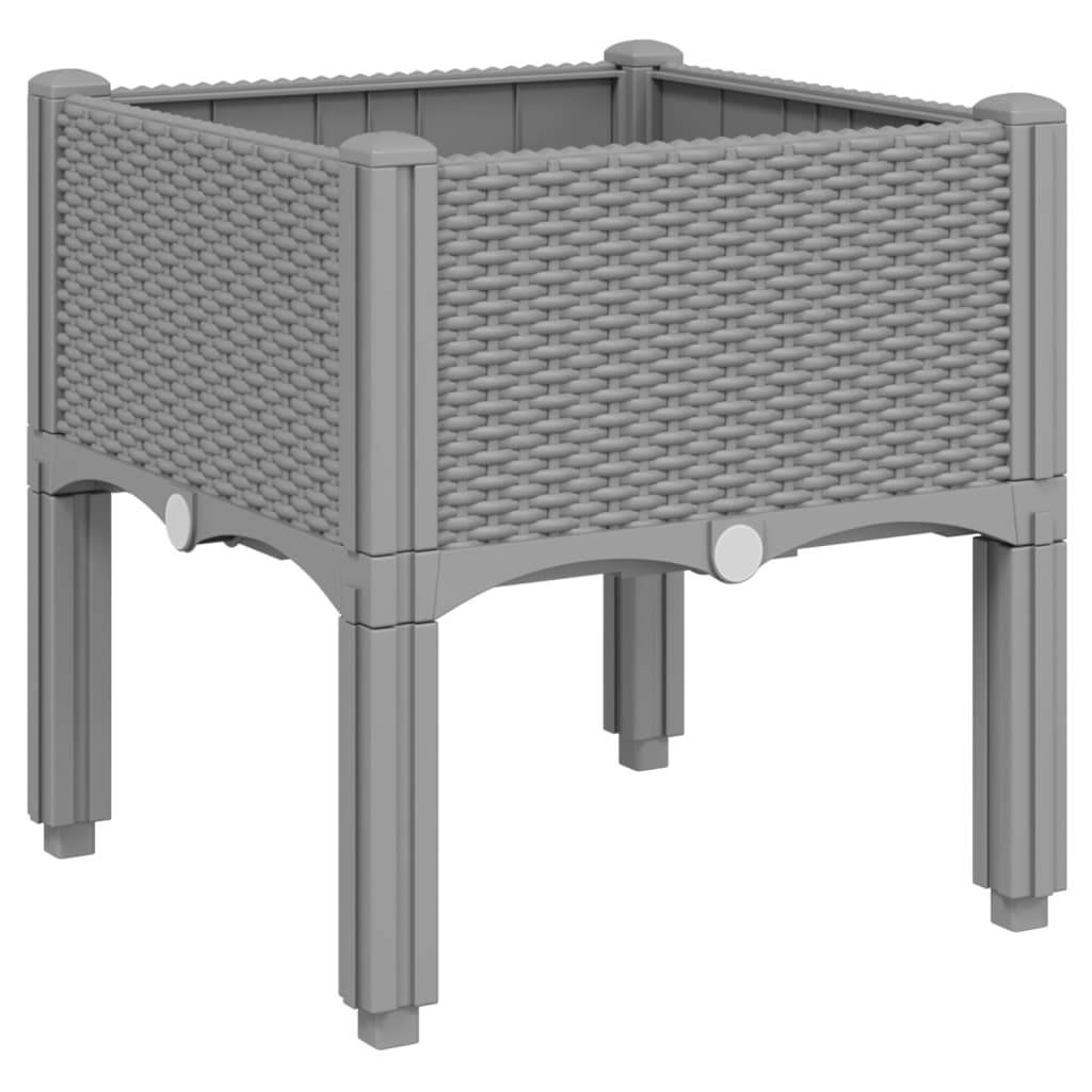 Helloshop26 - Jardinière bac lit surélevé plantes fleurs terrasse jardin avec pieds clair 40 x 40 x 42 cm PP gris - Image 1