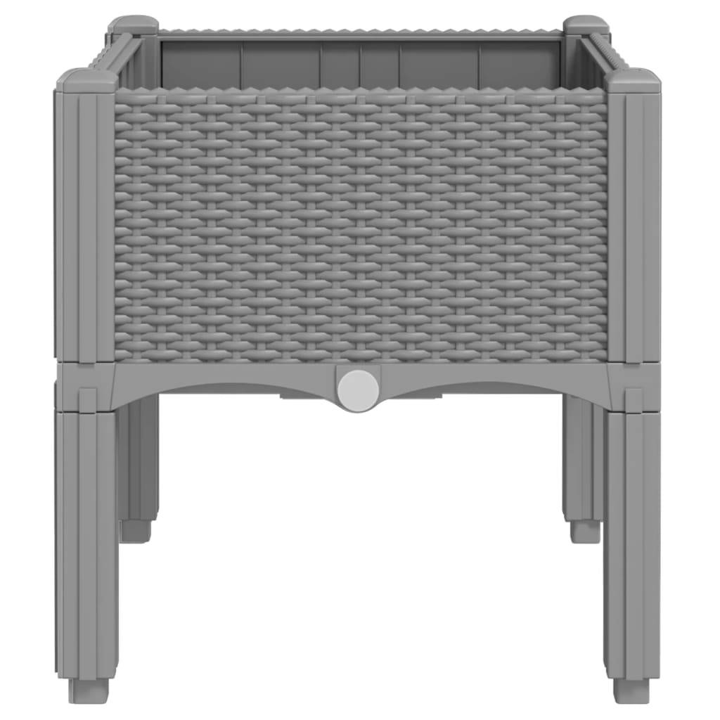 Helloshop26 - Jardinière bac lit surélevé plantes fleurs terrasse jardin avec pieds clair 40 x 40 x 42 cm PP gris - Image 2