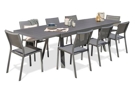 Dcb Garden - Ensemble repas de jardin 8 places en aluminium - Gris anthracite - STOCKHOLM - Image 5