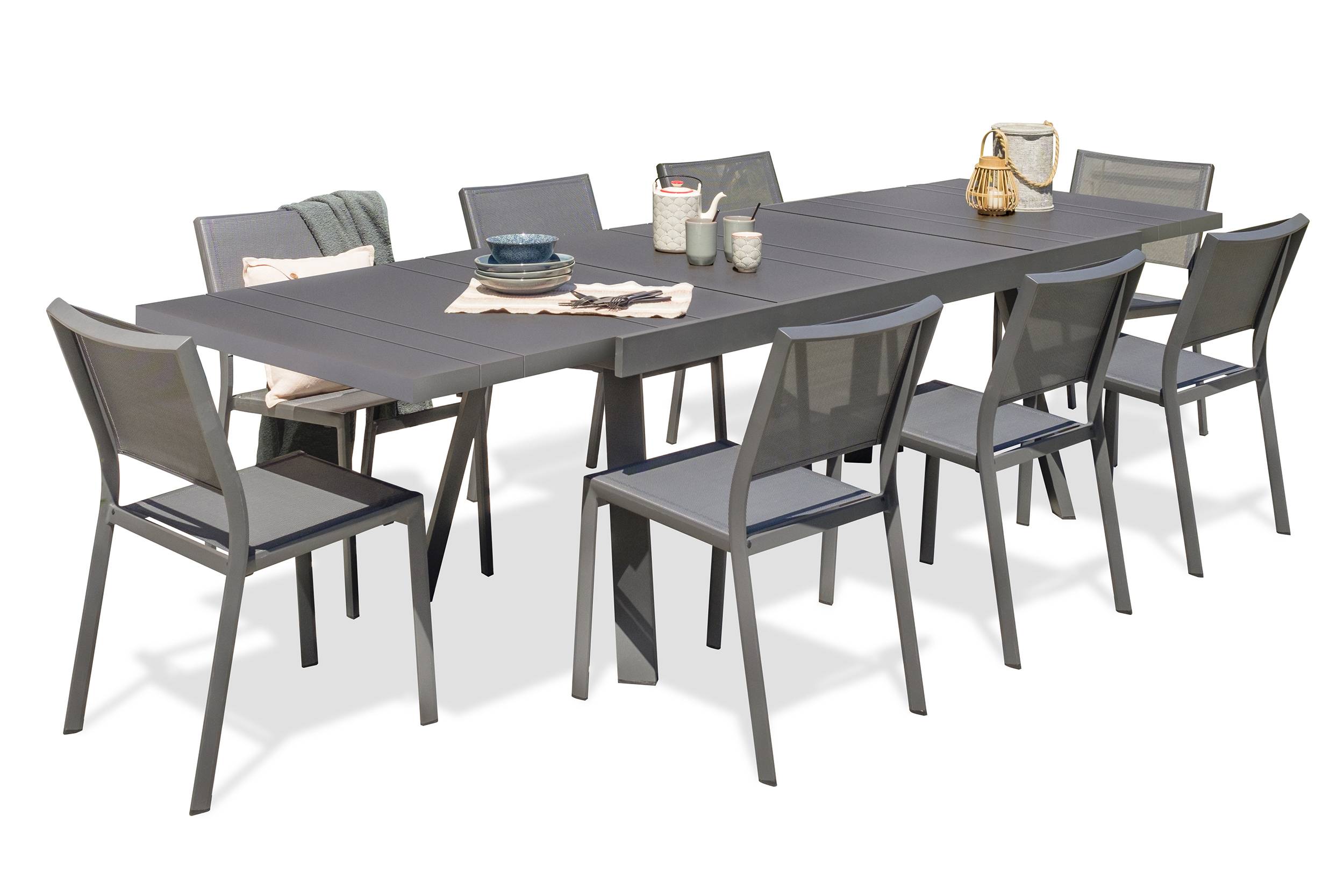 Dcb Garden - Ensemble repas de jardin 8 places en aluminium  - Gris anthracite - STOCKHOLM - Image 5