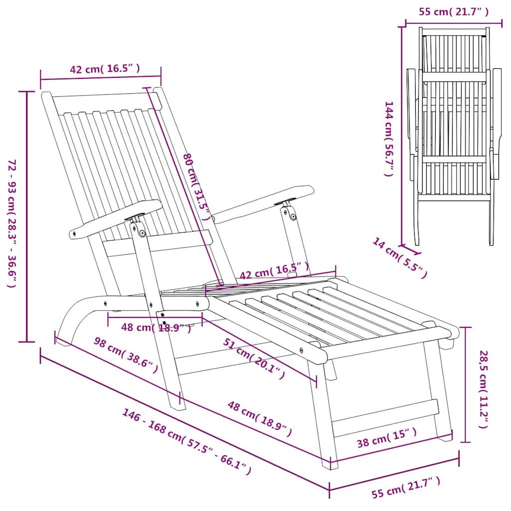 Vidaxl - Chaise de terrasse avec repose-pied Bois d'acacia solide vidaXL 41433 - Imagen 3