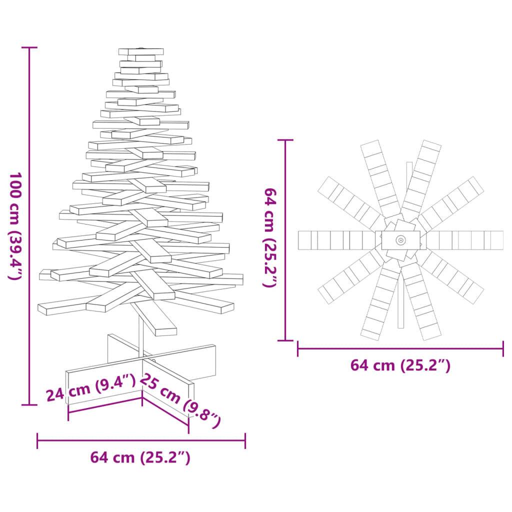 Grand Sapin de Noël bois de pin massif rotatif décoration 100 cm Brun – ComfortXL Outdoor Living - Image 8