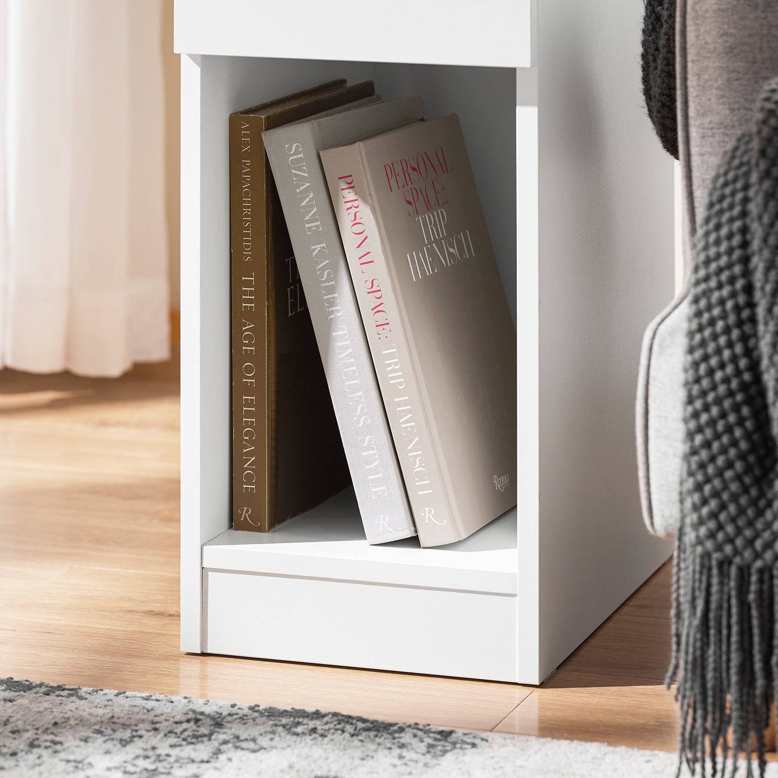 SoBuy Table de Chevet Étroite avec Tiroir et Étagère - Rangement pour Chambre ou Salon - Blanc - L25 x P40 x H60cm - FBT111-II-WN - Image 7