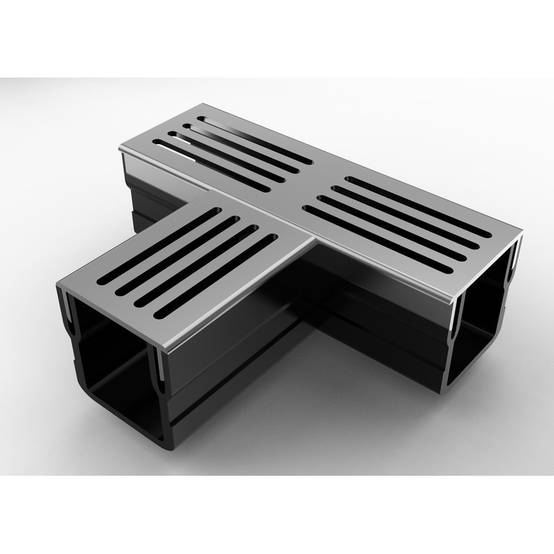 Caniveau XXS MINI L 6,5 cm Grille aluminium - StarDrain - LINE ECO - Pièce en T - Image 3