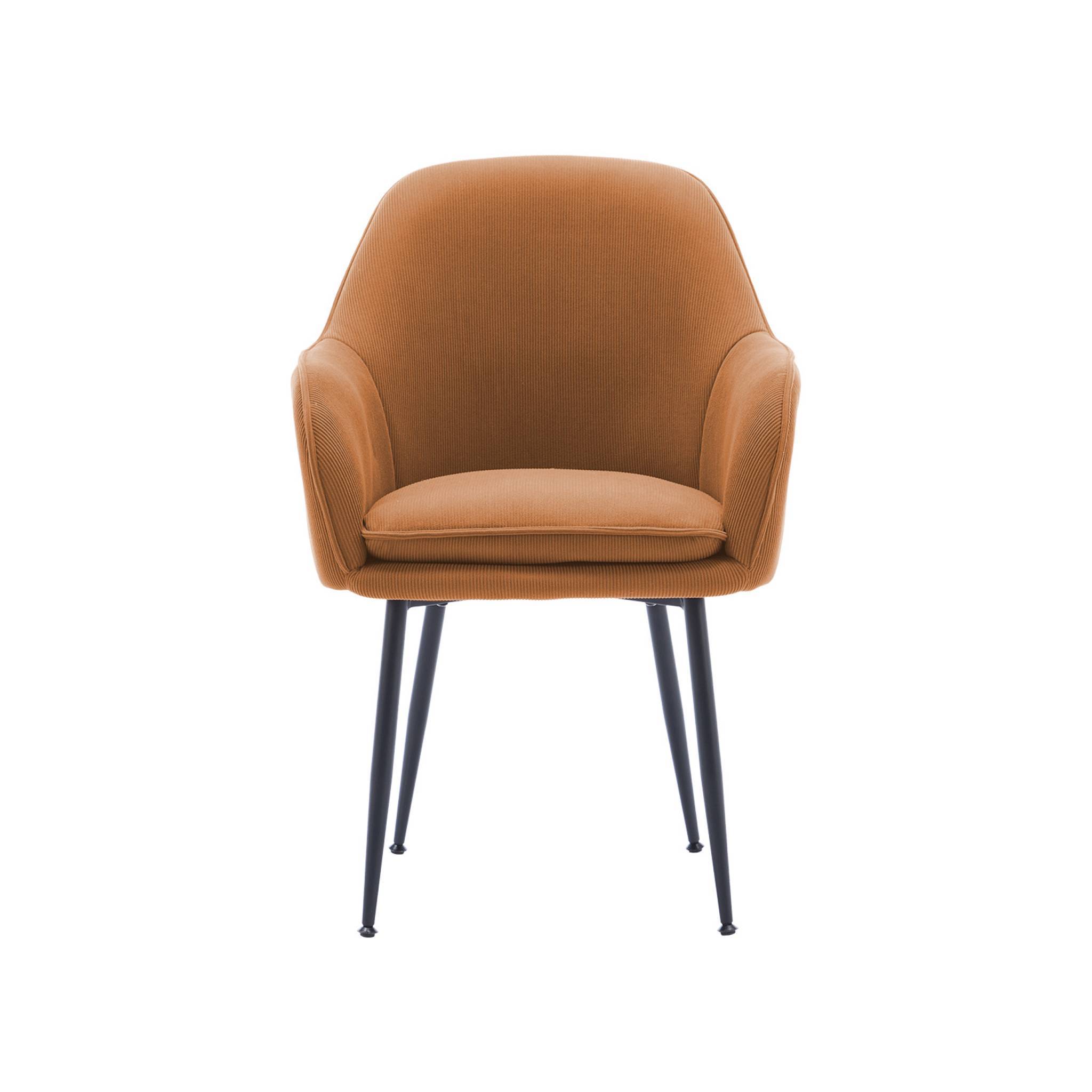 sweeek - Fauteuil en velours côtelé camel et pieds en métal noir mat. L 57 x P 59 x H 84.5 | sweeek - Image 5